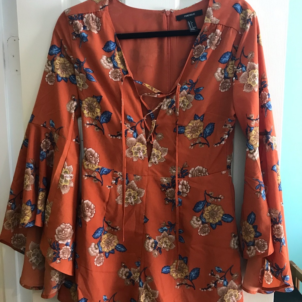 Burnt orange floral romper